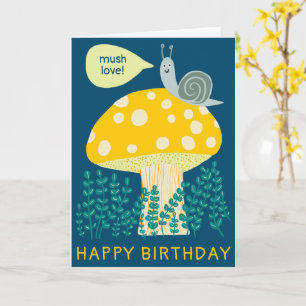 Whimsical Snail on Magical Mushroom CUSTOM Bday Karte