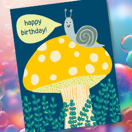 Whimsical Snail on Magical Mushroom CUSTOM Bday Postkarte