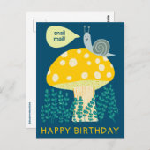 Whimsical Snail on Magical Mushroom CUSTOM Bday Postkarte (Vorne/Hinten)