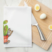 Whimsical Sneaky Cat with Cactus Geschirrtuch (Viertel Falte)