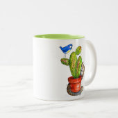 Whimsical Sneaky Cat with Cactus Zweifarbige Tasse (VorderseiteRechts)