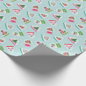Whimsical Snow Globes in Aqua Blue Pattern Geschenkpapier (Ecke)