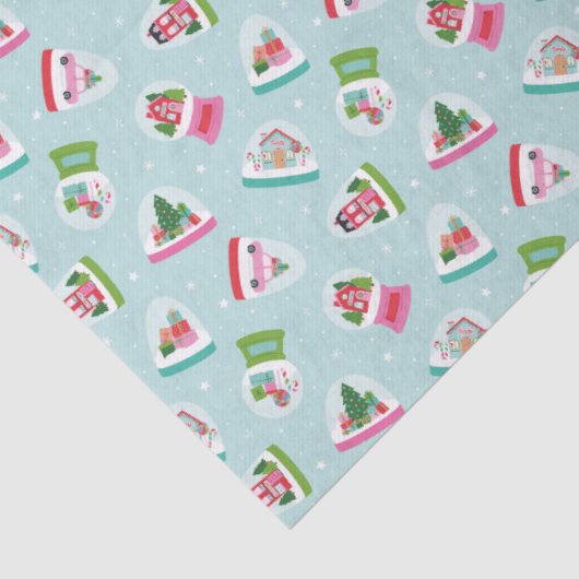 Whimsical Snow Globes in Aqua Blue Pattern Seidenpapier (Detail)