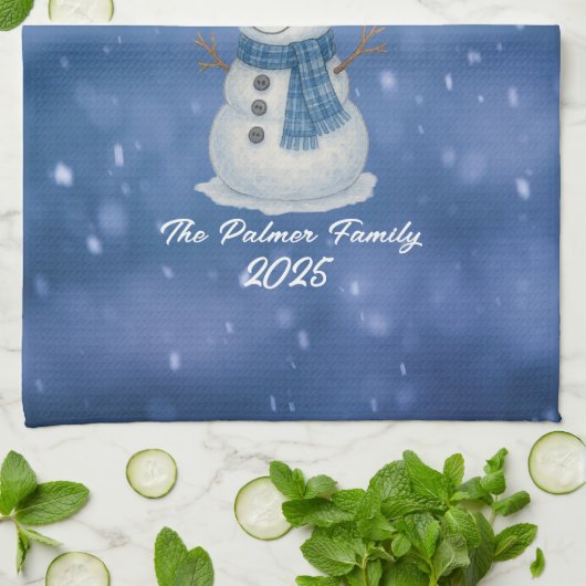 Whimsical Snow Man frohe Weihnachten Geschirrtuch (Gefaltet)