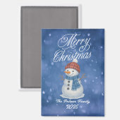 Whimsical Snow Man frohe Weihnachten Magnet (Vorderseite/Rückseite)