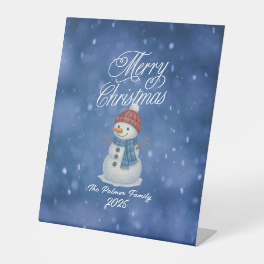 Whimsical Snow Man frohe Weihnachten Sockelschild (Vorderseite)