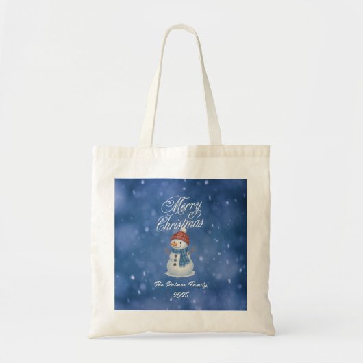 Whimsical Snow Man frohe Weihnachten Tragetasche (Vorne)