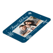 Whimsical Snowflakes Blue Happy Holidays Foto Magnet (Linke Seite)
