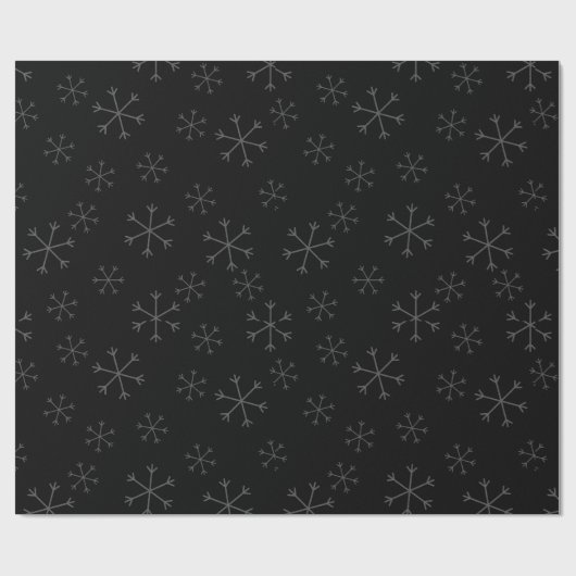 Whimsical Snowflakes Christmas Pattern Black Geschenkpapier (Flach)