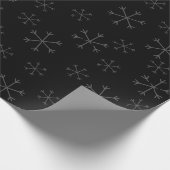 Whimsical Snowflakes Christmas Pattern Black Geschenkpapier (Ecke)