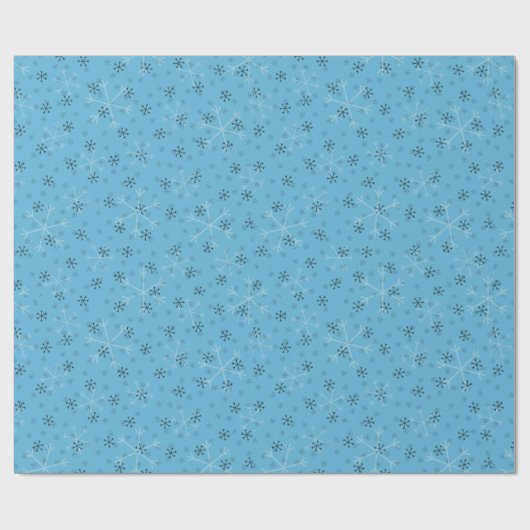 Whimsical Snowflakes Christmas Pattern Blue Geschenkpapier (Flach)