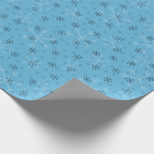 Whimsical Snowflakes Christmas Pattern Blue Geschenkpapier (Ecke)