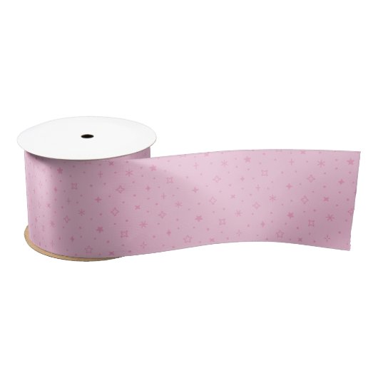 Whimsical Snowflakes in Pastel Pink Pattern Satinband (Spule)