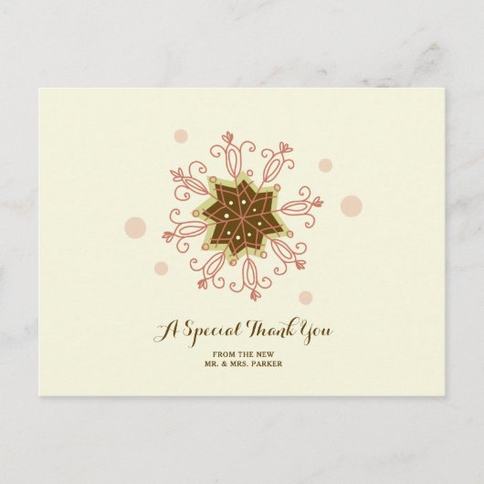 Whimsical Snowflakes Wedding Danke Postkarte (Vorderseite)