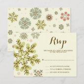 Whimsical Snowflakes Wedding RSVP Karte (Vorne/Hinten)