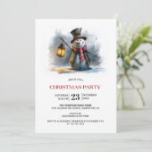 Whimsical Snowman Christmas Party Einladung (Stehend Vorderseite)