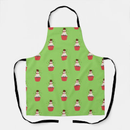 Whimsical Snowman Cupcake Apron Schürze