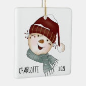 Whimsical Snowman Custom Foto Weihnachten Keramikornament (Rechts)