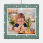 Whimsical Snowman Custom Foto Weihnachten Keramikornament (Rückseite)