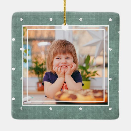 Whimsical Snowman Custom Foto Weihnachten Keramikornament (Rückseite)