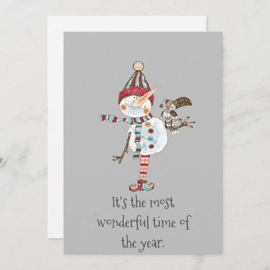 Whimsical Snowman Elf Feiertagskarte (Vorne/Hinten)