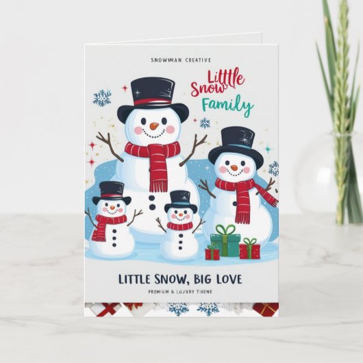 Whimsical Snowman Family of 4 Folded Christmas Karte (Vorderseite)