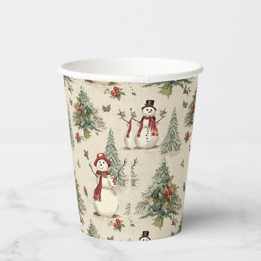 Whimsical Snowman: Feierlich Pappbecher (Rechts)