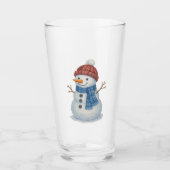 Whimsical Snowman Frohe Weihnachten Glas (Vorderseite)