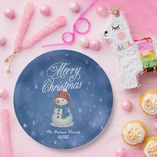 Whimsical Snowman Frohe Weihnachten Pappteller (Party)