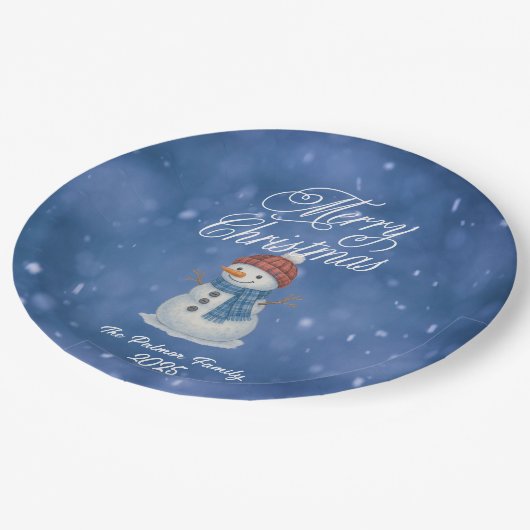 Whimsical Snowman Frohe Weihnachten Pappteller (Schrägansicht)