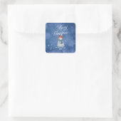 Whimsical Snowman Frohe Weihnachten Quadratischer Aufkleber (Tasche)