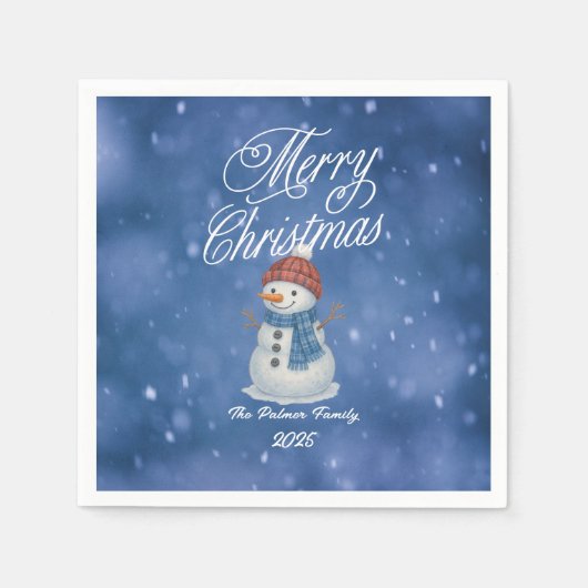 Whimsical Snowman Frohe Weihnachten Serviette (Vorderseite)