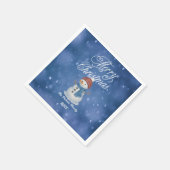 Whimsical Snowman Frohe Weihnachten Serviette (Ecke)