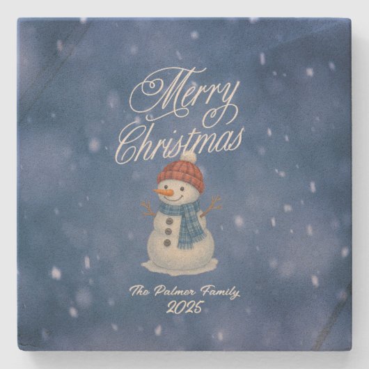 Whimsical Snowman Frohe Weihnachten Steinuntersetzer (Vorderseite)