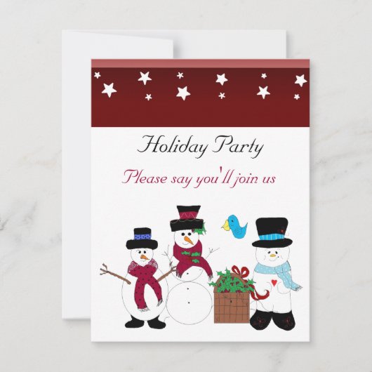 Whimsical Snowman Holiday Party Einladung (Vorderseite)