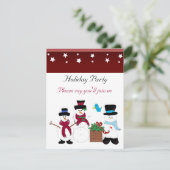 Whimsical Snowman Holiday Party Einladung (Stehend Vorderseite)