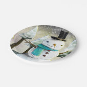 Whimsical Snowman im Winter Weihnachten Zeichnend Pappteller (Schrägansicht)