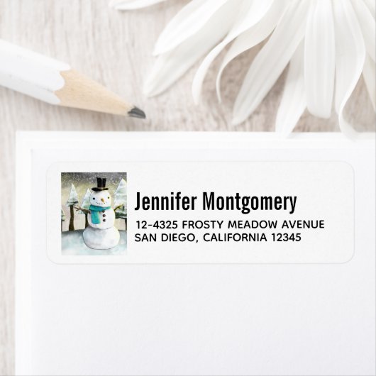 Whimsical Snowman im Winter Weihnachtslandschaft (Insitu)