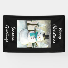Whimsical Snowman im Winter Weihnachtslandschaft Banner