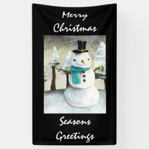 Whimsical Snowman im Winter Weihnachtslandschaft Banner
