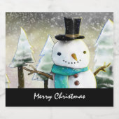 Whimsical Snowman im Winter Weihnachtslandschaft Bierflaschenetikett (Einzelnes Label)