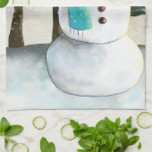 Whimsical Snowman im Winter Weihnachtslandschaft Geschirrtuch (Gefaltet)