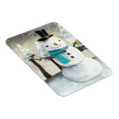Whimsical Snowman im Winter Weihnachtslandschaft Magnet (Rechte Seite)