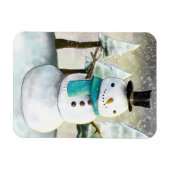 Whimsical Snowman im Winter Weihnachtslandschaft Magnet (Horizontal)