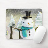 Whimsical Snowman im Winter Weihnachtslandschaft Mousepad (Mit Mouse)
