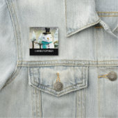 Whimsical Snowman im Winter Weihnachtslandschaft Namensschild (Beispiel)