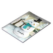 Whimsical Snowman im Winter Weihnachtslandschaft Notizblock (Linke Seite)