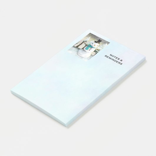 Whimsical Snowman im Winter Weihnachtslandschaft Post-it Klebezettel (angewinkelt)