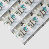 Whimsical Snowman im Winter Weihnachtslandschaft Seidenpapier (Ausschnitt)