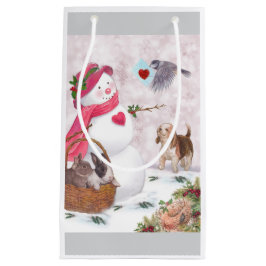 Whimsical Snowman mit Animals Peace Kleine Geschenktüte